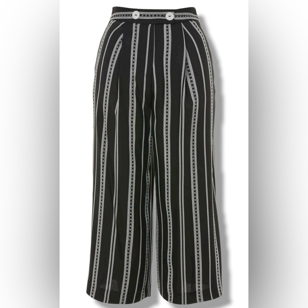 Topshop Black and White Striped Wide Leg Pants